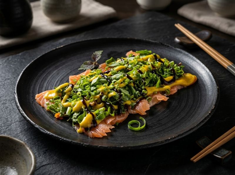 Carpaccio de Salmão com Rúcula e Mostarda