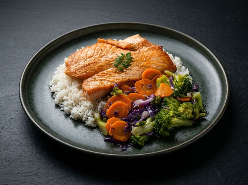 Teppan de Salmão com Legumes