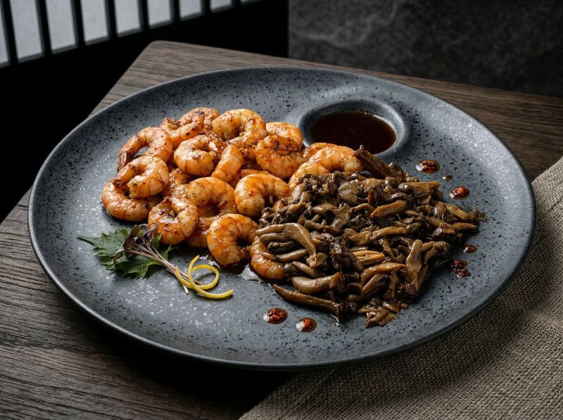 Teppan de Camarão com Shimeji
