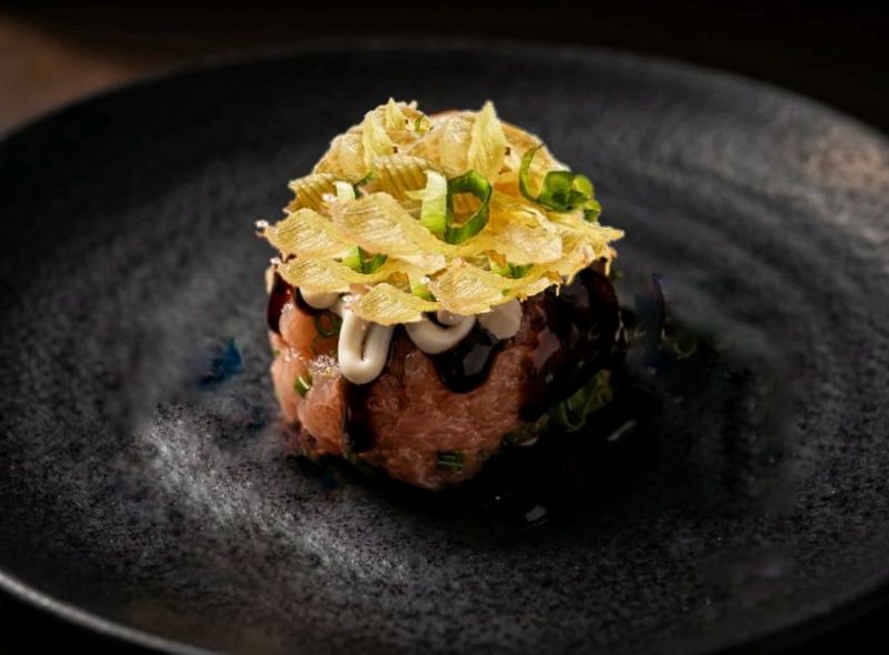 Tartar de Camarão, Salmão e Alho-Poró