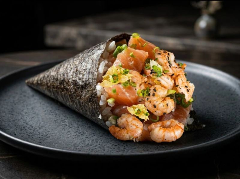 Temaki do Patrão — cliente escolhe até 3 recheios.